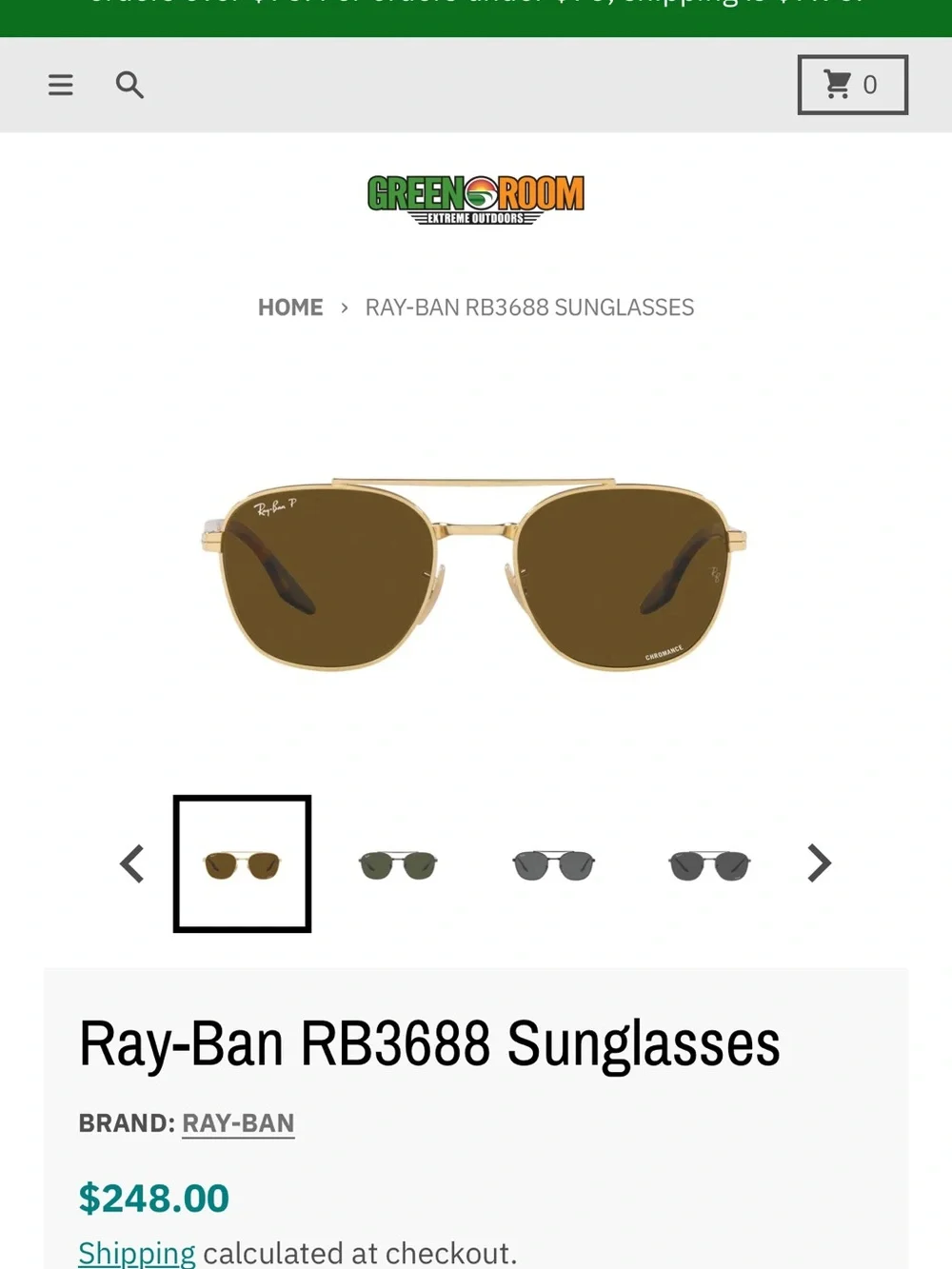 Ray-Ban Men’s Brown Lens Sunglasses with Black Case RB3688